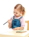 Little girl in kindergarten is considering the Royalty Free Stock Photo