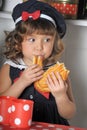 Little girl in the kitchen Royalty Free Stock Photo