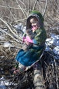 Little girl with a kitten in her arms Royalty Free Stock Photo