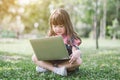 Little girl with laptop Royalty Free Stock Photo