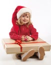 Little girl with large present box