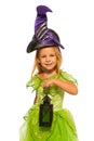 Little girl with latten in fairy Halloween dress Royalty Free Stock Photo