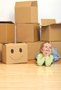 Little girl laying on the floor Royalty Free Stock Photo