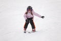 Little girl learning alpine skiing Royalty Free Stock Photo