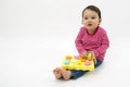 Little girl learning shapes, early education and daycare concept