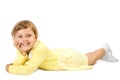 Little girl lias upon floor. Royalty Free Stock Photo