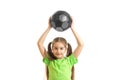 Little girl lifted her head over the ball Royalty Free Stock Photo