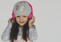 Little Girl Listening Music Headphone Concept Royalty Free Stock Photo