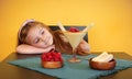 A little girl looking at zabaione dessert Royalty Free Stock Photo