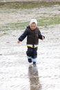 Little girl on low tide tideland