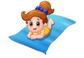 Little girl lying on the mats Royalty Free Stock Photo