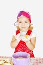 Little girl make croissant Royalty Free Stock Photo