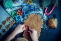 Little girl making Christmas cookies Royalty Free Stock Photo