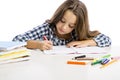 Little girl making drawings Royalty Free Stock Photo