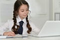 Little girl making homework Royalty Free Stock Photo