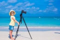 Little girl making video or photo with mobile phone Royalty Free Stock Photo