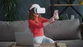 Little girl manipulate virtual reality