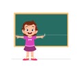 Little girl measure width using hand stretch Royalty Free Stock Photo