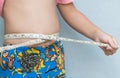 Little girl measuring her stomach Royalty Free Stock Photo