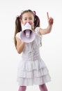 Little girl and megaphone Royalty Free Stock Photo