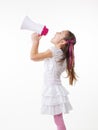 Little girl and megaphone Royalty Free Stock Photo