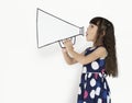 Little Girl Megaphone Positive Shoot Royalty Free Stock Photo