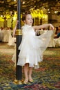 Little girl-model performs white gown Royalty Free Stock Photo