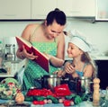 Little girl and mom with cookery book Royalty Free Stock Photo