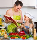 Little girl and mom with cookery book Royalty Free Stock Photo