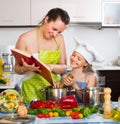 Little girl and mom with cookery book Royalty Free Stock Photo