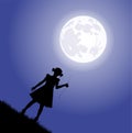 Little girl and the moon