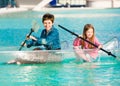 Little girl with mother kayak Royalty Free Stock Photo