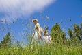 Little girl and mother walking