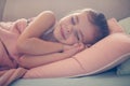 Little girl napping on couch. Royalty Free Stock Photo