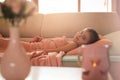 Little girl napping on couch. Royalty Free Stock Photo