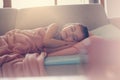 Little girl napping on couch. Royalty Free Stock Photo