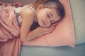 Little girl napping on couch. Royalty Free Stock Photo