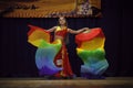 Little girl in native dress dancing gypsy dance