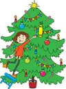 Little girl near christmas-tree