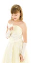 Little girl in a New Year costume with a candle. Royalty Free Stock Photo