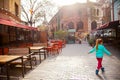 Little girl in Old Tbilisi street, Georgia, January 2019