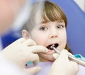 Little girl with open mouth during drilling treatm