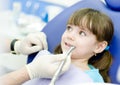 Little girl with open mouth during drilling treatm Royalty Free Stock Photo