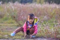 The little girl in the outdoor play