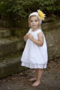 Little Girl Outdoors in Whtie dress