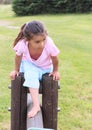 Little girl overcoming barrier