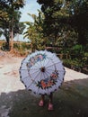 Little Girl with Painted Umbrella Royalty Free Stock Photo