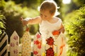 Little girl paints fence Royalty Free Stock Photo