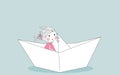 Little girl in paper boat Royalty Free Stock Photo