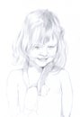 Little girl - pencil drawing Royalty Free Stock Photo